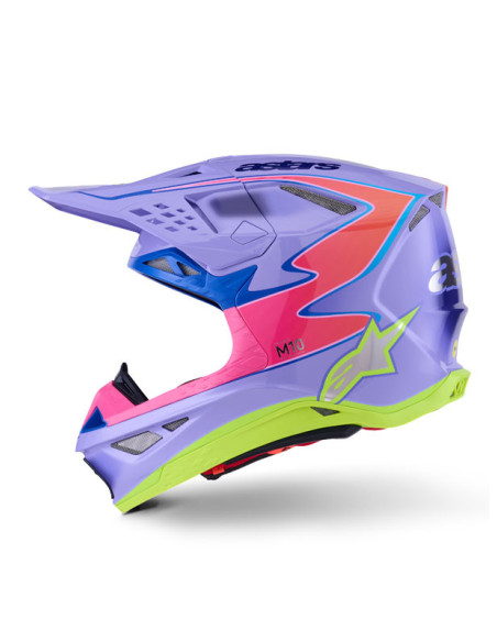 Casque cross Alpinestars 2026 S-M10 Jett Lawrence - Mauve Rose Fluo Jaune Fluo