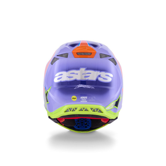 Casque cross Alpinestars 2026 S-M10 Jett Lawrence - Mauve Rose Fluo Jaune Fluo