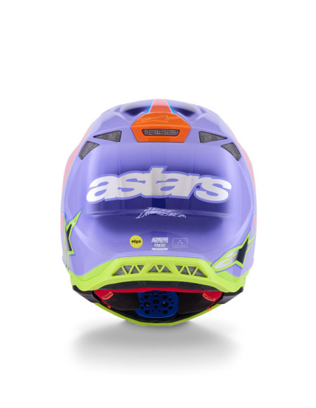Casque cross Alpinestars 2026 S-M10 Jett Lawrence - Mauve Rose Fluo Jaune Fluo