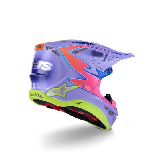 Casque cross Alpinestars 2026 S-M10 Jett Lawrence - Mauve Rose Fluo Jaune Fluo