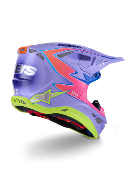 Casque cross Alpinestars 2026 S-M10 Jett Lawrence - Mauve Rose Fluo Jaune Fluo