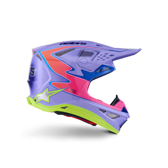 Casque cross Alpinestars 2026 S-M10 Jett Lawrence - Mauve Rose Fluo Jaune Fluo