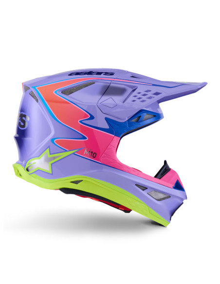Casque cross Alpinestars 2026 S-M10 Jett Lawrence - Mauve Rose Fluo Jaune Fluo