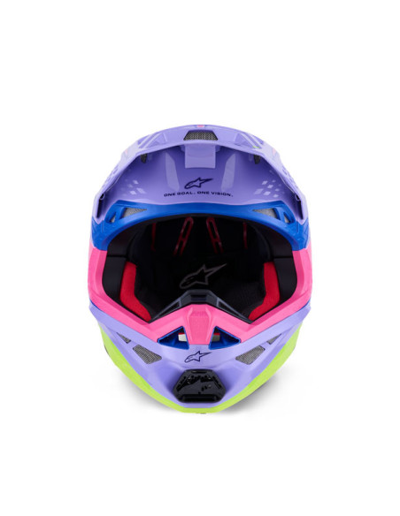 Casque cross Alpinestars 2026 S-M10 Jett Lawrence - Mauve Rose Fluo Jaune Fluo