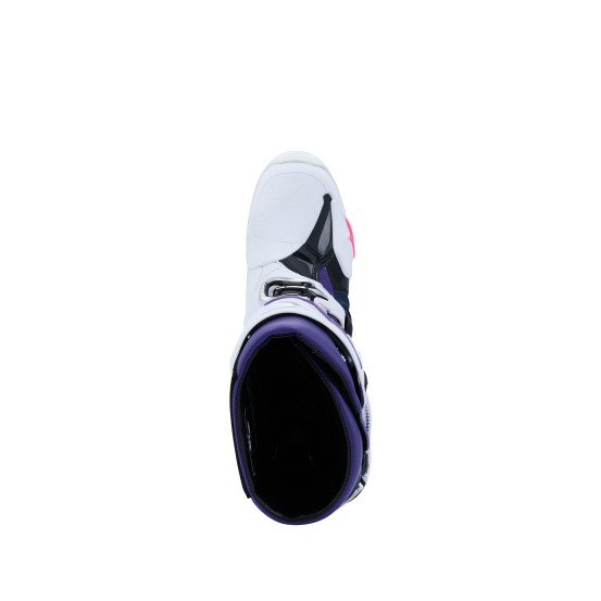 Bottes cross Alpinestars Tech 10 - Blanc Violet Bleu Marine Rose Fluo