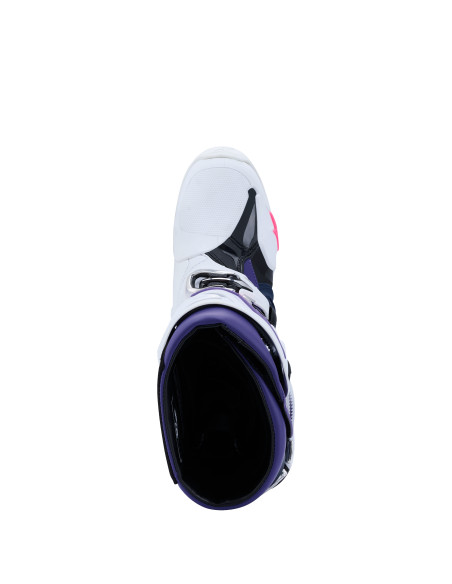 Bottes cross Alpinestars Tech 10 - Blanc Violet Bleu Marine Rose Fluo