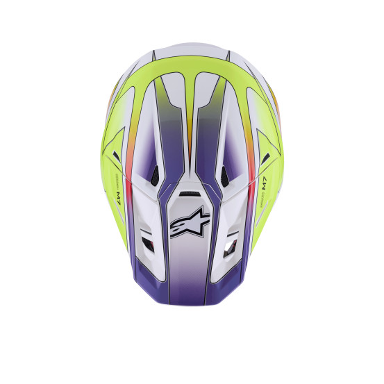 Casque cross Alpinestars 2026 S-M7 Fuse - Blanc Jaune Fluo Mauve