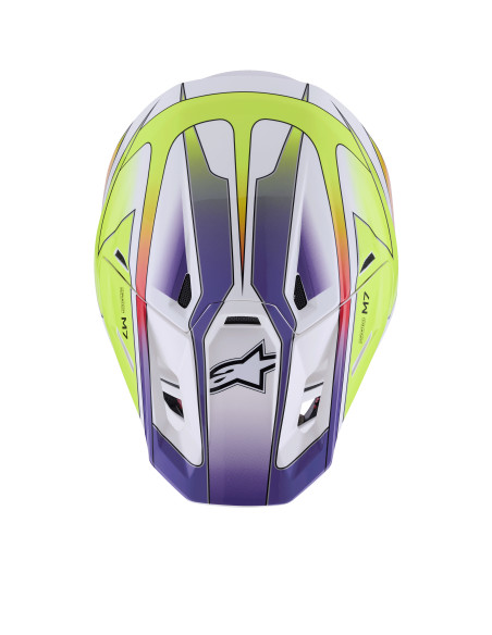 Casque cross Alpinestars 2026 S-M7 Fuse - Blanc Jaune Fluo Mauve