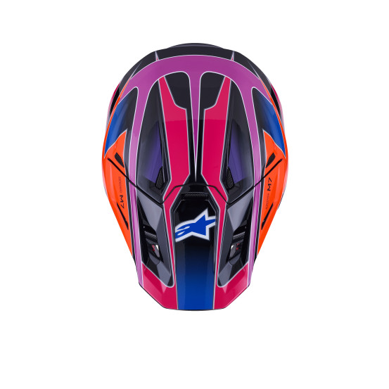Casque cross Alpinestars 2026 S-M7 Fuse - Bleu Mauve Rose