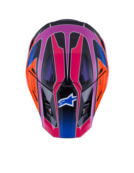 Casque cross Alpinestars 2026 S-M7 Fuse - Bleu Mauve Rose