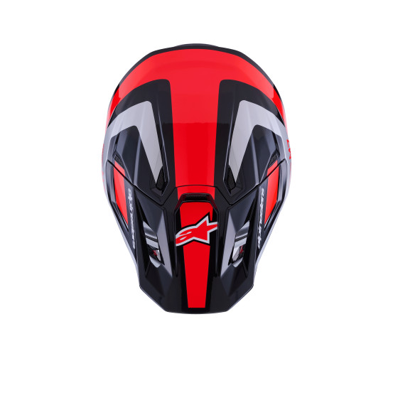 Casque cross Alpinestars 2026 S-M7 Rise - Noir Argent Rouge Fluo