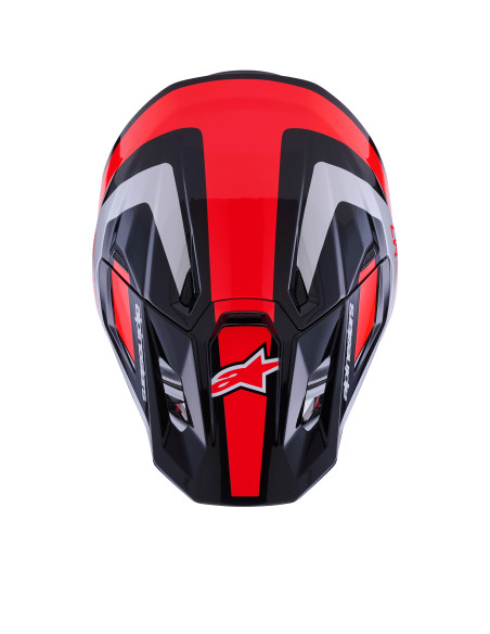 Casque cross Alpinestars 2026 S-M7 Rise - Noir Argent Rouge Fluo