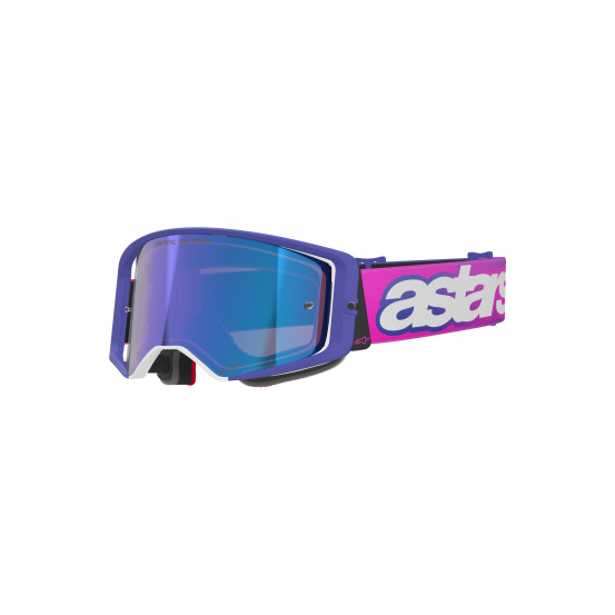 Masque cross Alpinestars Supertech Vision Vista - Violet Fluo Rose écran iridium Bleu
