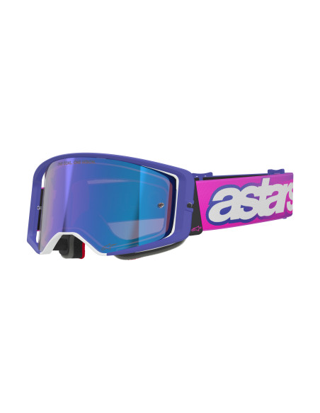 Masque cross Alpinestars Supertech Vision Vista - Violet Fluo Rose écran iridium Bleu