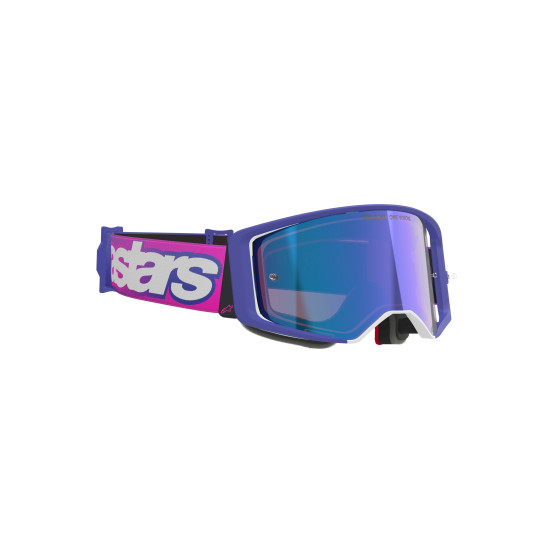 Masque cross Alpinestars Supertech Vision Vista - Violet Fluo Rose écran iridium Bleu