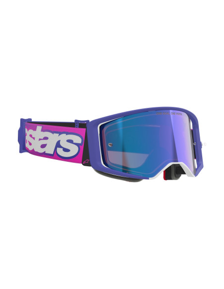 Masque cross Alpinestars Supertech Vision Vista - Violet Fluo Rose écran iridium Bleu