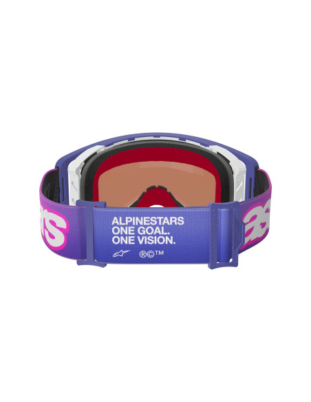 Masque cross Alpinestars Supertech Vision Vista - Violet Fluo Rose écran iridium Bleu