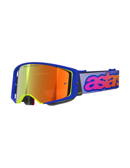 Masque cross Alpinestars Supertech Vision Vista - Bleu Jaune Violet écran iridium Rouge