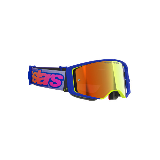 Masque cross Alpinestars Supertech Vision Vista - Bleu Jaune Violet écran iridium Rouge