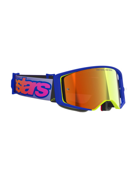 Masque cross Alpinestars Supertech Vision Vista - Bleu Jaune Violet écran iridium Rouge