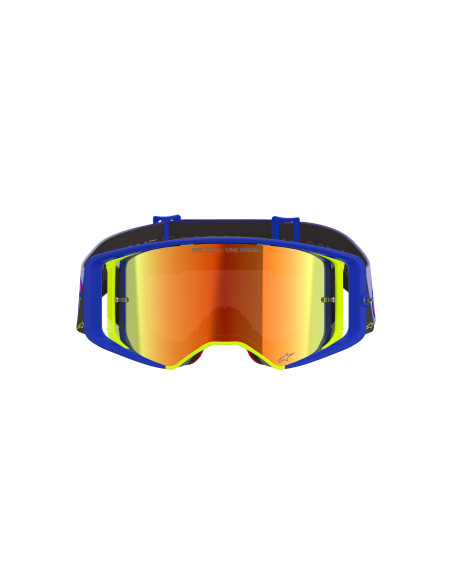 Masque cross Alpinestars Supertech Vision Vista - Bleu Jaune Violet écran iridium Rouge