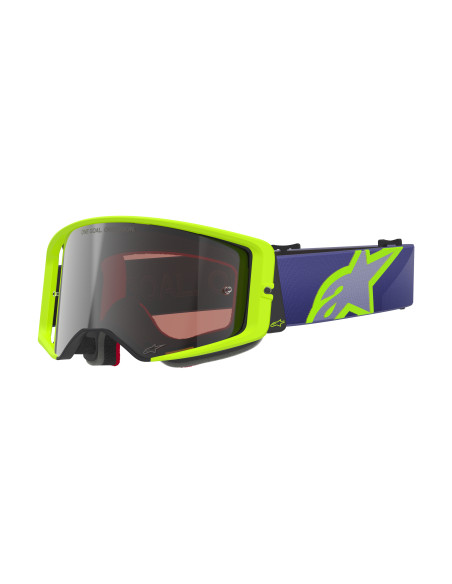Masque cross Alpinestars Supertech Vision Corp - Violet Jaune Fluo écran iridium Argent