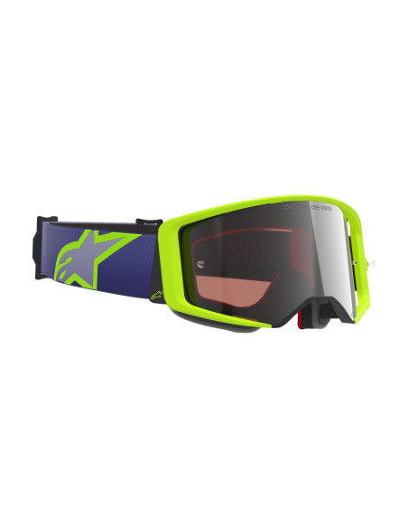Masque cross Alpinestars Supertech Vision Corp - Violet Jaune Fluo écran iridium Argent