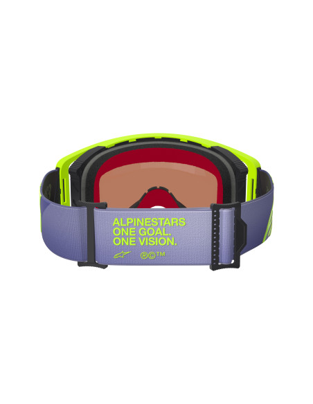 Masque cross Alpinestars Supertech Vision Corp - Violet Jaune Fluo écran iridium Argent