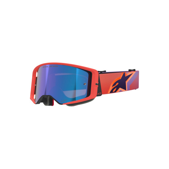 Masque cross Alpinestars Supertech Vision Corp - Corail Violet écran iridium Bleu