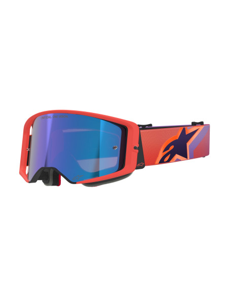Masque cross Alpinestars Supertech Vision Corp - Corail Violet écran iridium Bleu