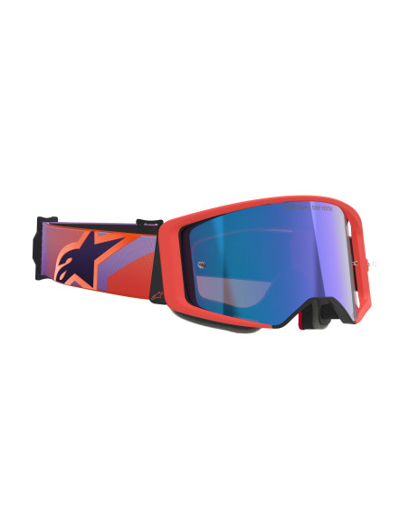 Masque cross Alpinestars Supertech Vision Corp - Corail Violet écran iridium Bleu
