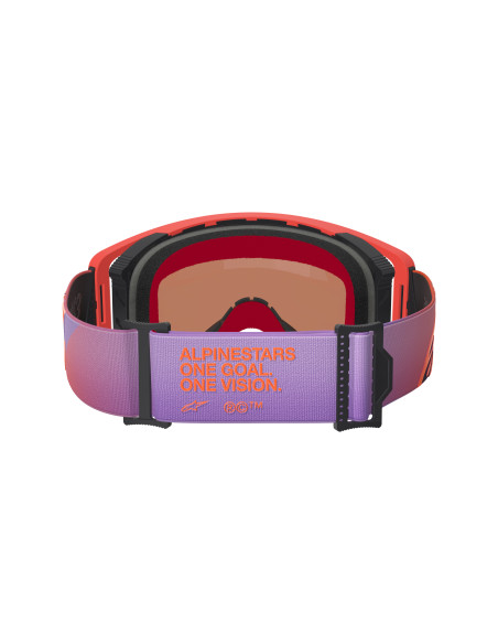 Masque cross Alpinestars Supertech Vision Corp - Corail Violet écran iridium Bleu