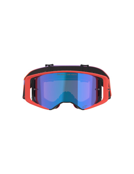 Masque cross Alpinestars Supertech Vision Corp - Corail Violet écran iridium Bleu