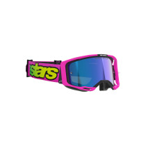 Masque cross Alpinestars Vision 8 Vista - Rose Fluo Jaune Fluo écran iridium Bleu