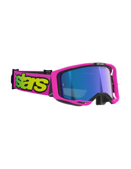 Masque cross Alpinestars Vision 8 Vista - Rose Fluo Jaune Fluo écran iridium Bleu