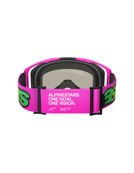 Masque cross Alpinestars Vision 8 Vista - Rose Fluo Jaune Fluo écran iridium Bleu