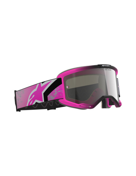 Masque cross Alpinestars Vision 5 Lahnd - Gris Iron Rose Fluo écran iridium Argent
