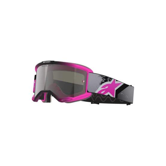 Masque cross Alpinestars Vision 5 Lahnd - Gris Iron Rose Fluo écran iridium Argent