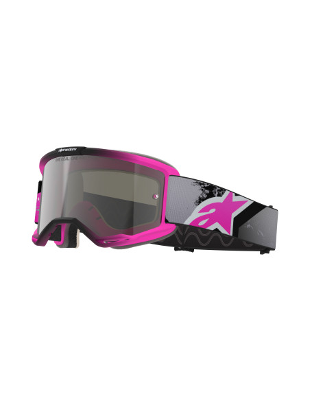 Masque cross Alpinestars Vision 5 Lahnd - Gris Iron Rose Fluo écran iridium Argent