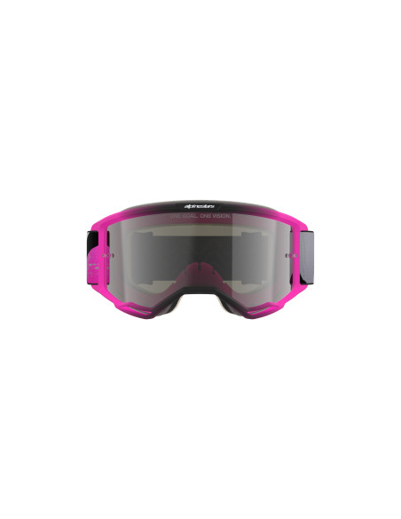 Masque cross Alpinestars Vision 5 Lahnd - Gris Iron Rose Fluo écran iridium Argent