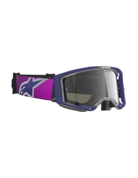 Masque cross Alpinestars Vision 8 Corp - Violet Gris écran iridium Argent