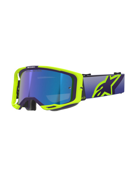 Masque cross Alpinestars Vision 8 Corp - Violet Jaune Fluo écran iridium Bleu
