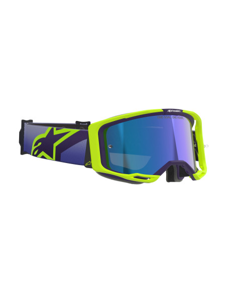 Masque cross Alpinestars Vision 8 Corp - Violet Jaune Fluo écran iridium Bleu