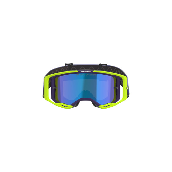 Masque cross Alpinestars Vision 8 Corp - Violet Jaune Fluo écran iridium Bleu