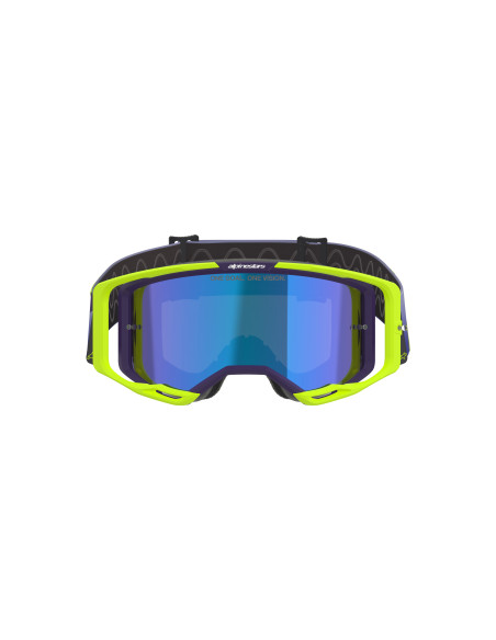 Masque cross Alpinestars Vision 8 Corp - Violet Jaune Fluo écran iridium Bleu