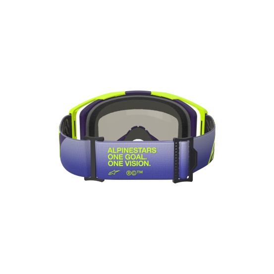 Masque cross Alpinestars Vision 8 Corp - Violet Jaune Fluo écran iridium Bleu