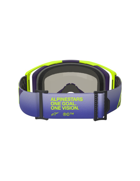 Masque cross Alpinestars Vision 8 Corp - Violet Jaune Fluo écran iridium Bleu