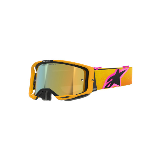 Masque cross Alpinestars Vision 8 Corp - Orange Jaune Rose écran iridium Or