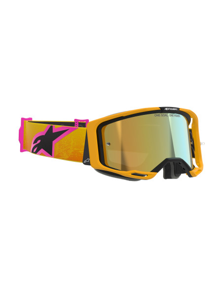 Masque cross Alpinestars Vision 8 Corp - Orange Jaune Rose écran iridium Or