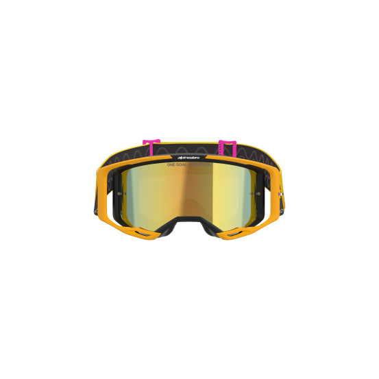 Masque cross Alpinestars Vision 8 Corp - Orange Jaune Rose écran iridium Or